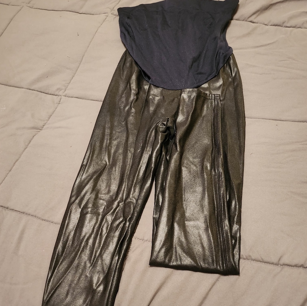 Spanx faux leather maternity leggings